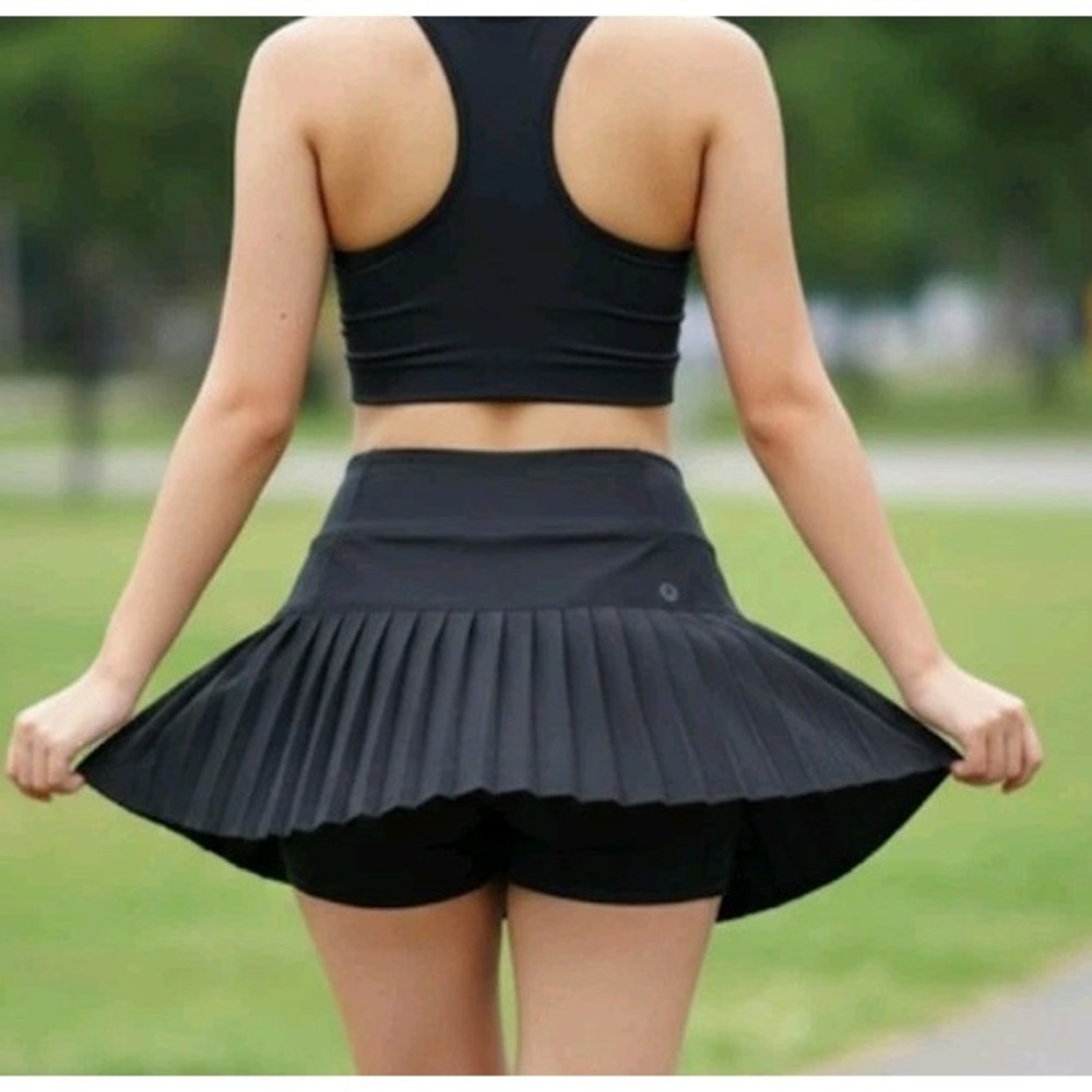 Mondetta Outdoor Project XS (TP) Black Pleated Skort w/ Built-In Shorts Athletic